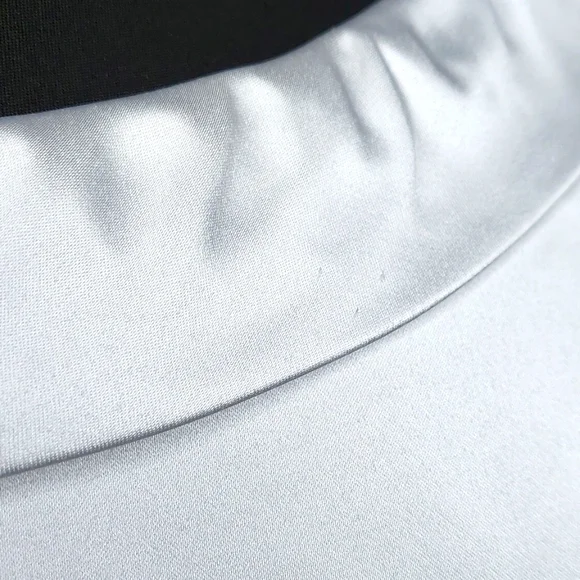 White 1950s Style Satin A-Line Tea Length Wedding Dress and Bow Veil Sz 6 - Picture 16 of 17